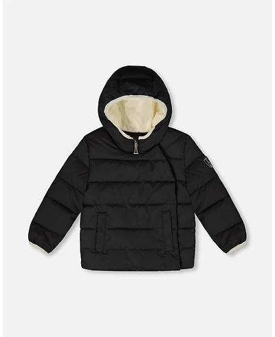 Deux par Kids Unisex Compressible Winter Puffy Coat Designed for Car Seat Black - Toddler|Child