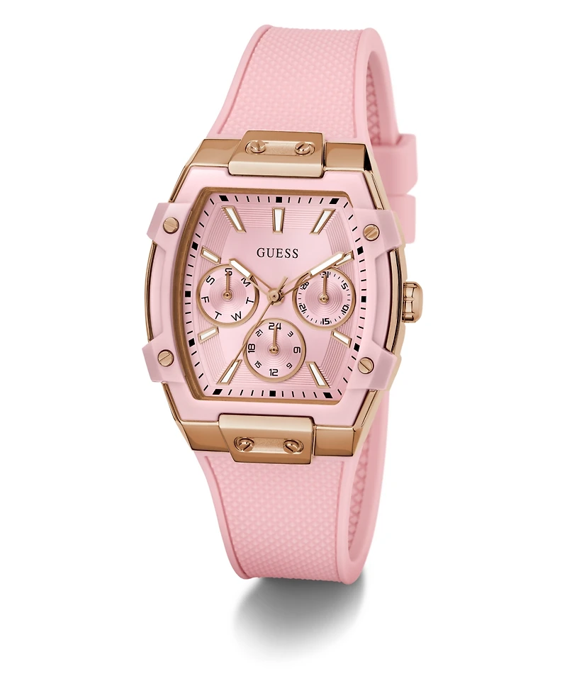 Guess Women's Pink Rose Gold Tone Multi-function Watch, 35mm