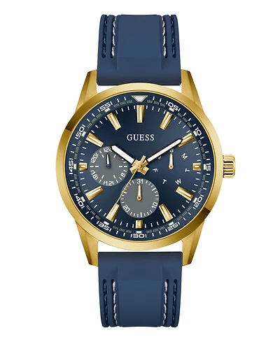 Guess Men's Blue Gold Tone Multi-function Watch, 44mm