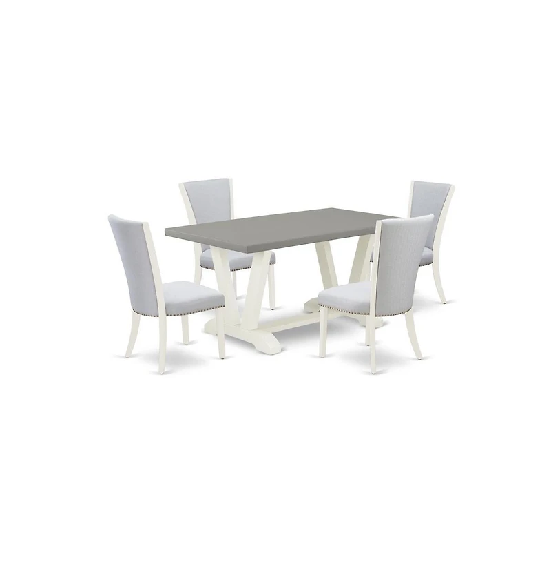 East West Furniture 5-Pc Dining Set Includes 4 Mid Century Modern Chairs with Upholstered Seat and Stylish Back-Rectangular Kitchen Table