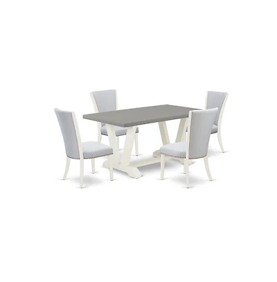 East West Furniture 5-Pc Dining Set Includes 4 Mid Century Modern Chairs with Upholstered Seat and Stylish Back-Rectangular Kitchen Table