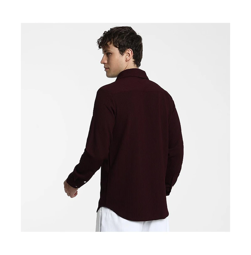 Campus Sutra Men's Maroon Red Stripe-Creased Shirt