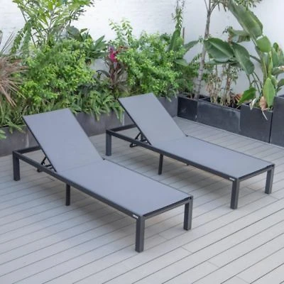 Leisuremod Marlin Patio Chaise Lounge Chair With Aluminum Frame Set Of 2