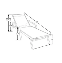 LeisureMod Marlin Patio Chaise Lounge Chair With Armrests in Aluminum Frame