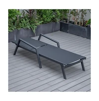 LeisureMod Marlin Patio Chaise Lounge Chair With Armrests in Aluminum Frame