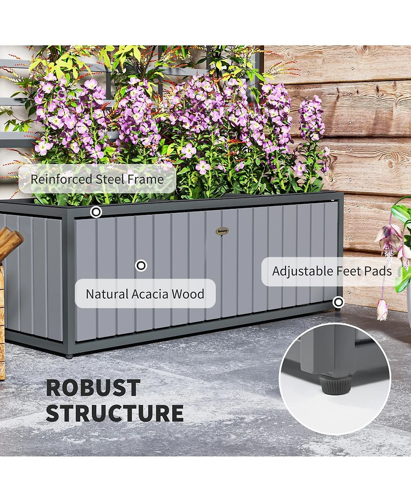 Outsunny Raised Garden Bed, Planter Box with Trellis, Removable Pots,