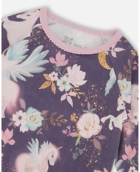 Deux par Baby Girl Cotton Two-Piece Pajamas Watercolor Unicorns