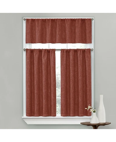 Kate Aurora Complete Textured 3 Piece Caf Kitchen Curtain Tier & Valance Set - 56 in. W x 15 in. L