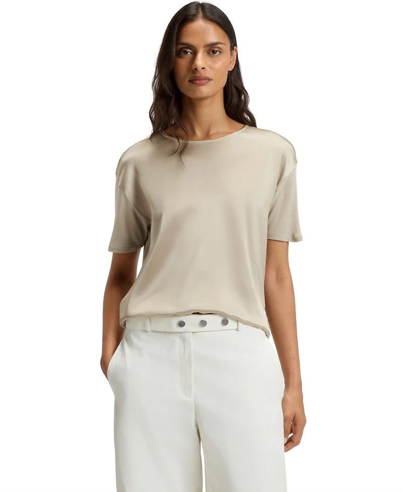 Boss by Hugo Women's Regular-Fit Stretch-Silk Front T-Shirt