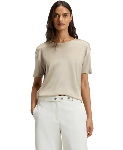 Boss by Hugo Women's Regular-Fit Stretch-Silk Front T-Shirt