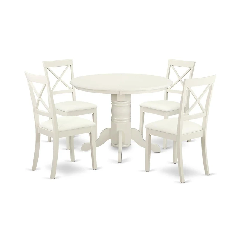 East West Furniture Dining Room Set Linen White