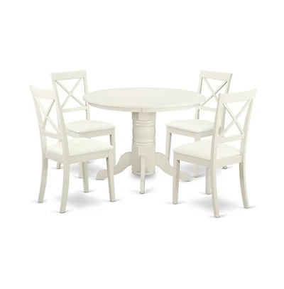 East West Furniture Dining Room Set Linen White