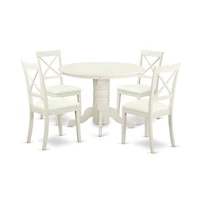 East West Furniture Dining Room Set Linen White