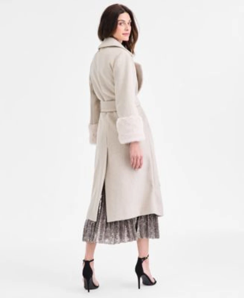 Anne Klein Womens Tie Front Coat Long Sleeve Blouse Pleated Skirt
