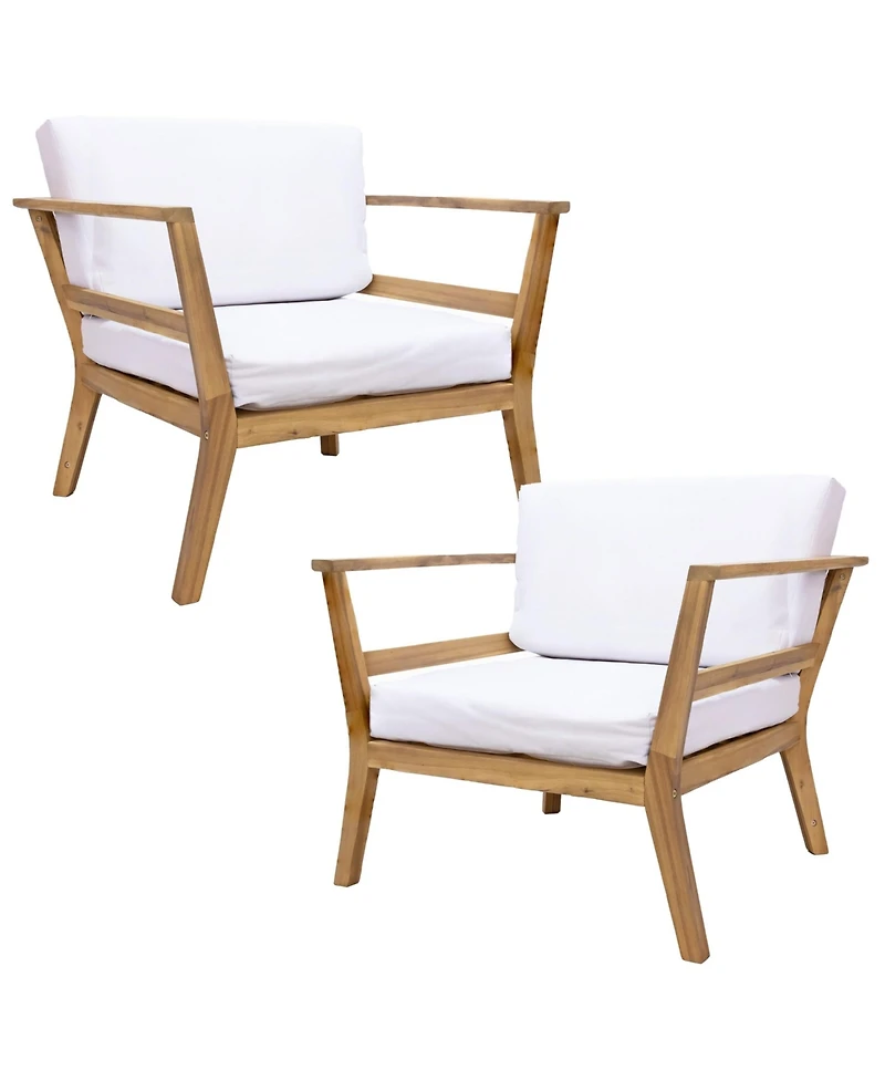 Bodie Acacia Wood Patio Armchair with Bone White Cushions
