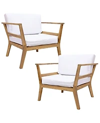 Bodie Acacia Wood Patio Armchair with Bone White Cushions