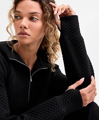 Id Ideology Women's Relaxed Quilted Half-Zip Hoodie, Macy's Exclusive