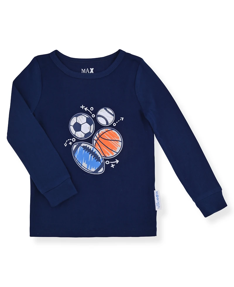 Max & Olivia Baby and Toddler Boys 2-Piece Sports Pajama with Socks Set