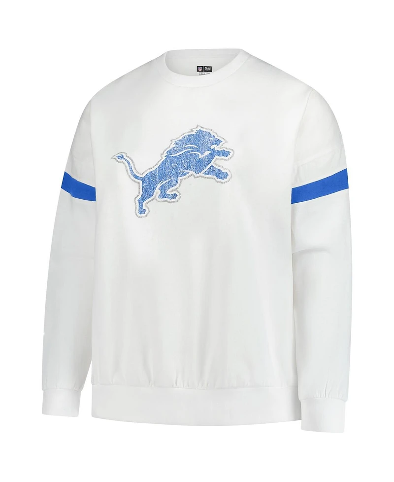 Fanatics Women's White Detroit Lions Plus Fleece Pullover Sweatshirt