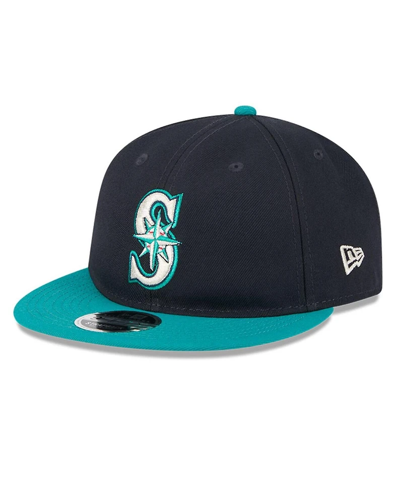 New Era Men's Navy/Aqua Seattle Mariners Baseball Hall of Fame Retro Crown 9FIFTY Adjustable Hat