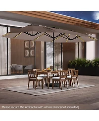 Gymax 15.5 Ft Double-sided Patio Umbrella w/ Solar Lights Outdoor Twin