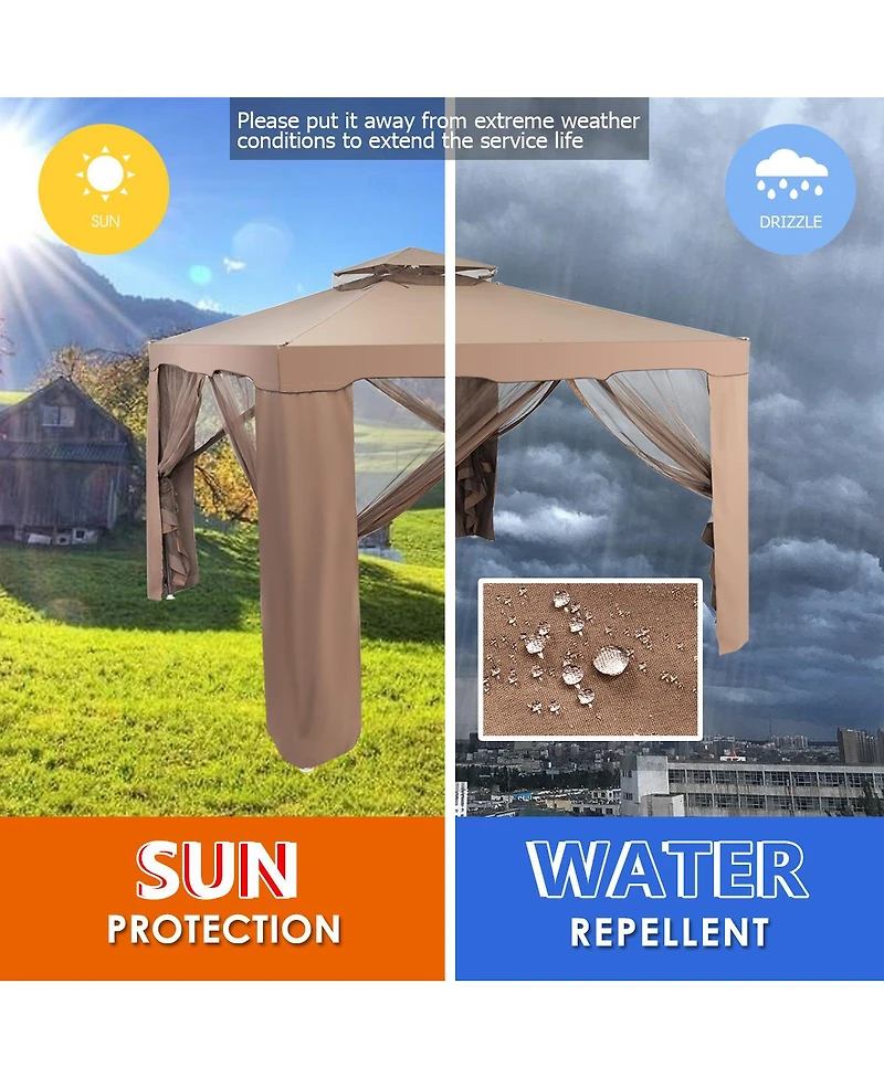 Gymax 10'x 10' Canopy Gazebo Tent Shelter Garden Lawn Patio W/Mosquito Netting