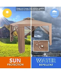 Gymax 10'x 10' Canopy Gazebo Tent Shelter Garden Lawn Patio W/Mosquito Netting