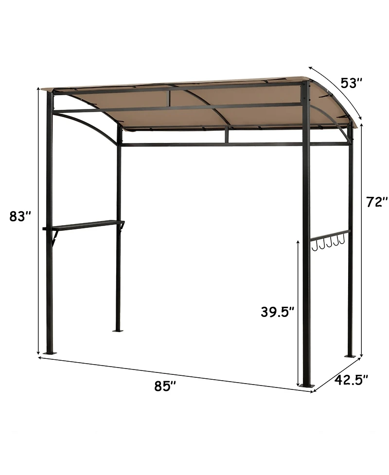 Gymax 7'x4.5' Grill Gazebo Outdoor Patio Garden Bbq Canopy Shelter Storage Hook
