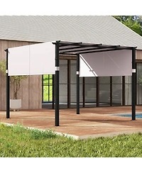 Gymax 10 x ft Flat Top Pergola w/ Retractable Canopy Outdoor Grill Gazebo