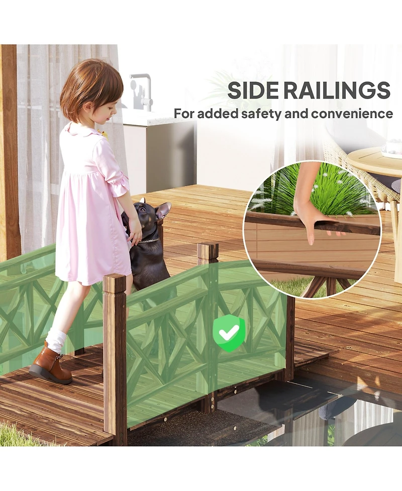5 ft. Wood Garden Bridge with Safety Handrails Backyard Bridge,