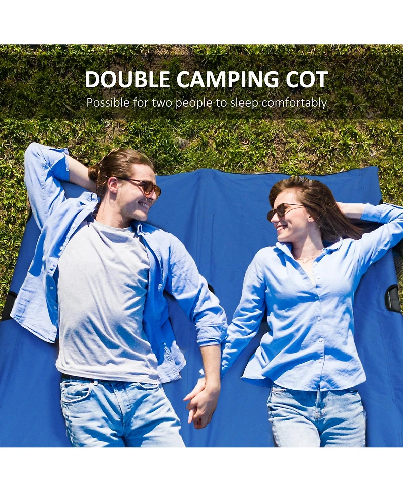 Outsunny 2 Person Folding Camping, Portable Sleeping Cot w/ Carry Bag