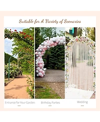 Outsunny 7' Wood Steel Outdoor Garden Arched Trellis Arbor w/ Fir Wood,