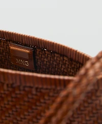 Mango Women's Braided Leather Shoulder Bag