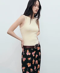 Mango Women's Lace Trim Floral Skirt