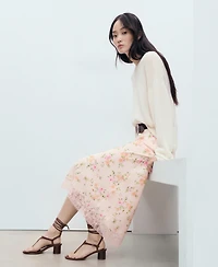 Mango Women's Lace Detail Floral Skirt