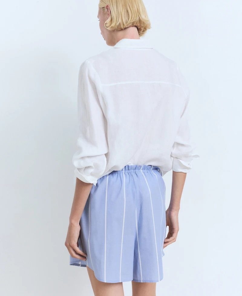 Mango Women's Striped Cotton Shorts