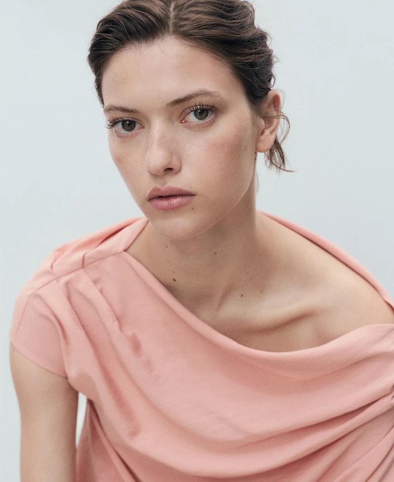 Mango Women's Draped Asymmetrical Blouse