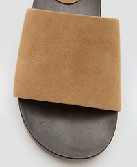 Mango Women's Wood Sole Suede Sandals