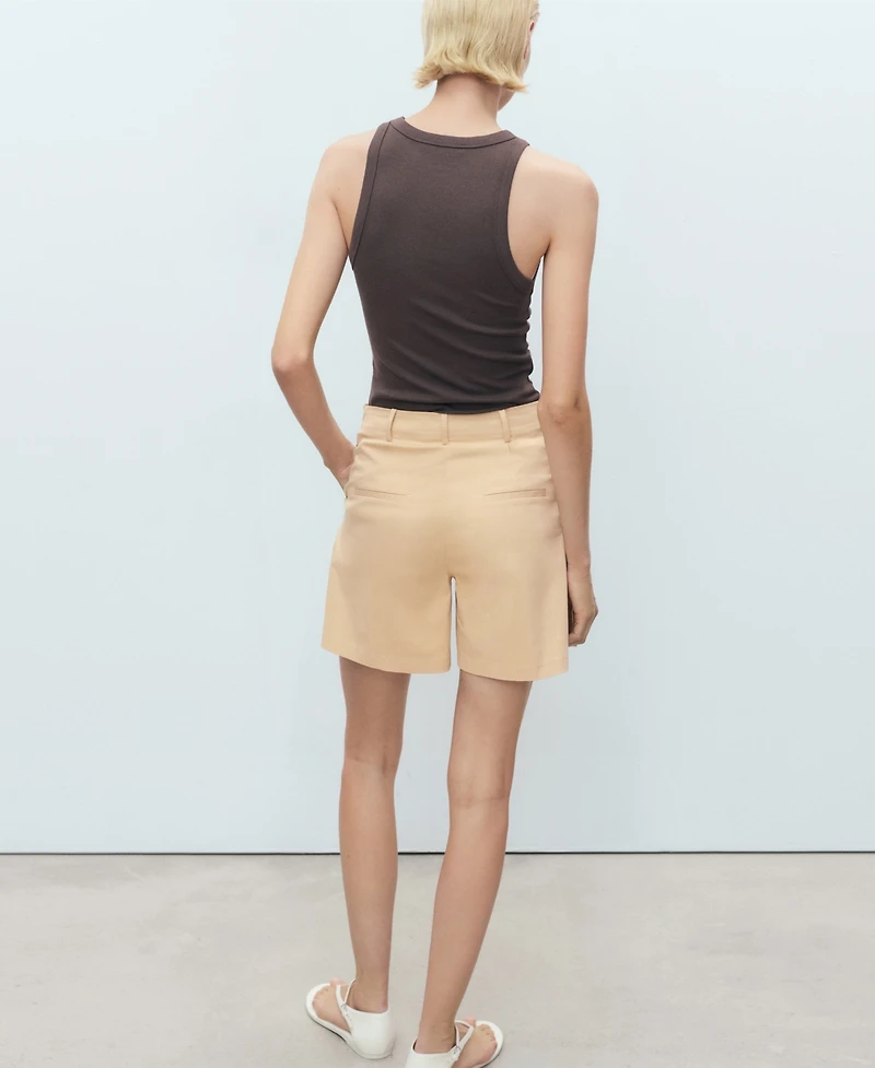 Mango Women's Straight Pleated Shorts
