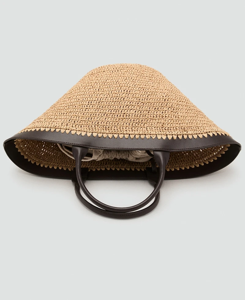 Mango Women's Large Double Handle Natural Fiber Bag