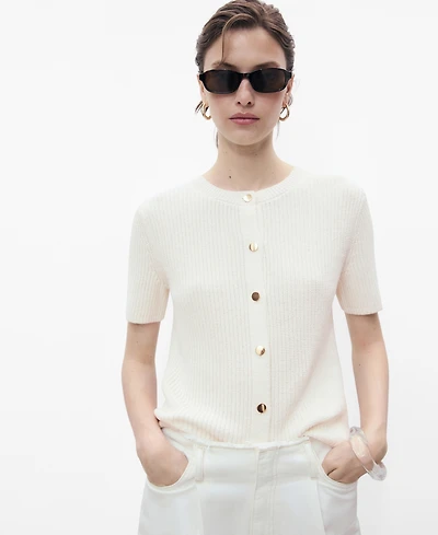 Mango Women's Short-Sleeved Knitted Cardigan