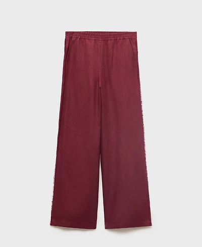 Mango Women's Frayed Ends Linen Suit Pants