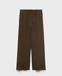 Mango Women's Linen-Blend Elastic Waist Pants