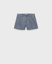 Mango Women's Mid-Rise Striped Denim Shorts