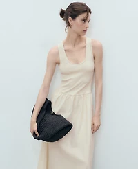 Mango Women's Combined Fabric Flared Dress