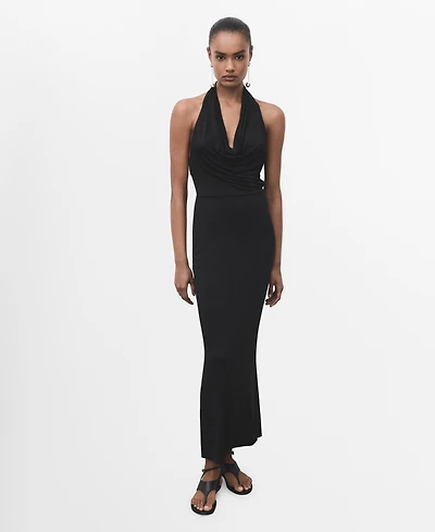 Mango Women's Draped Open-Back Dress