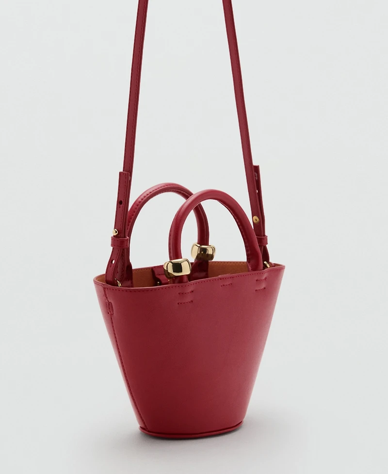 Mango Women's Metallic Detail Mini Shopper Bag