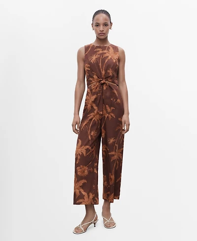Mango Women's Cut Out Knot Detail Lyocell Jumpsuit