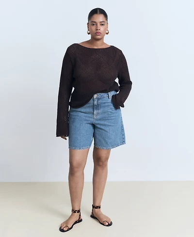 Mango Women's High-Waist Straight-Fit Denim Shorts