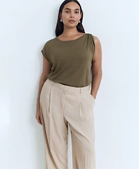 Mango Women's Wide Leg Pleated Pants